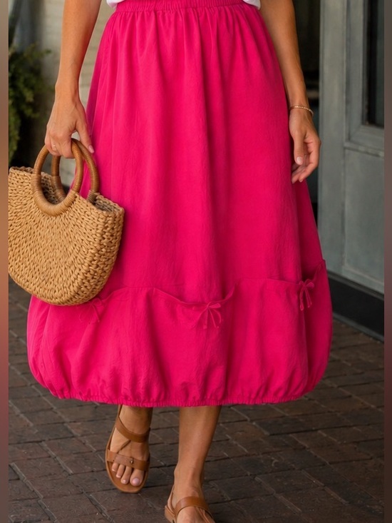 Brun Walker Dresses & Skirts - Bryn Walker 100% Linen Bubble Hem Maxi Skirt Pink Lagenlook Size L